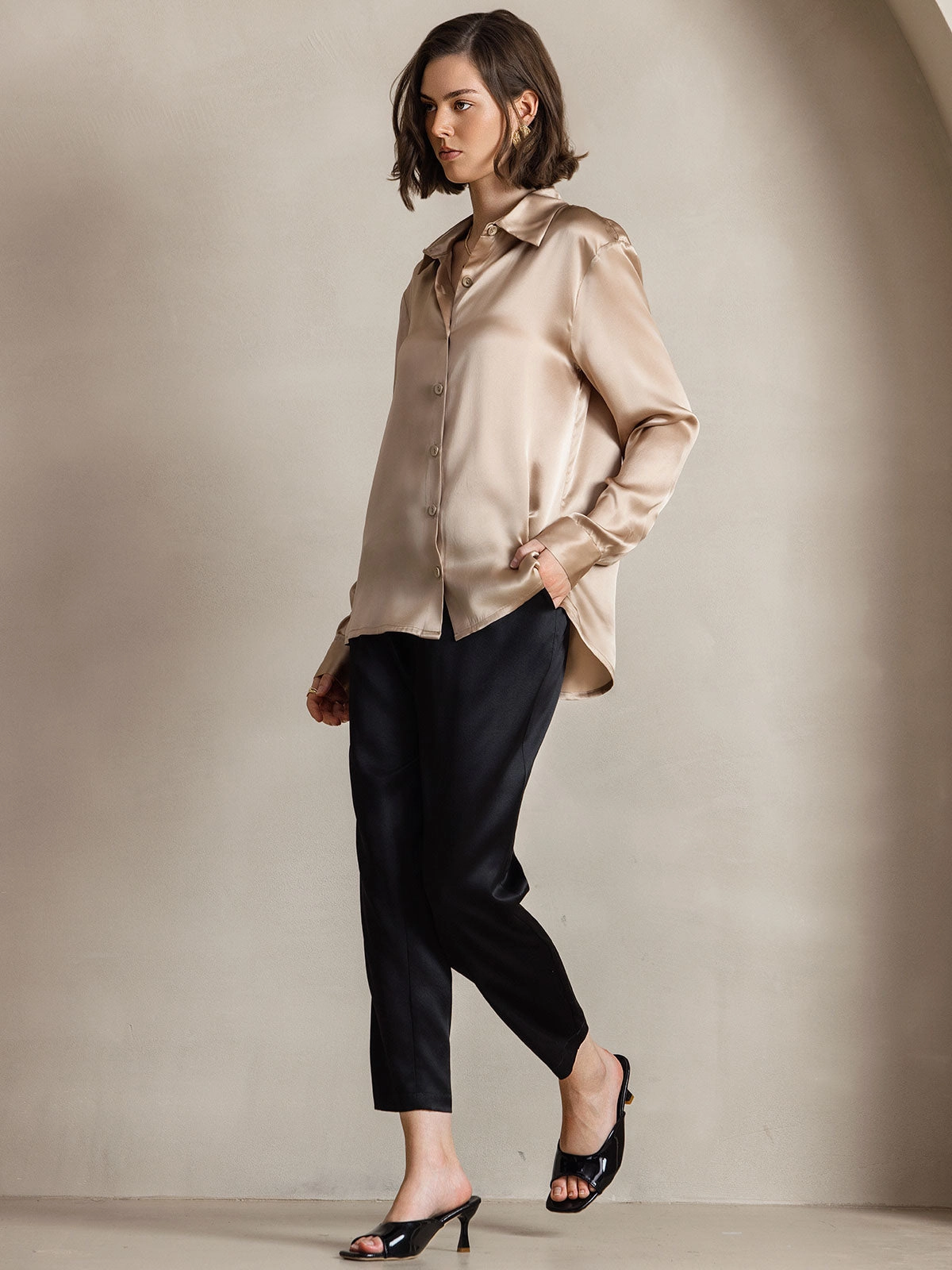 19Momme Silk Basic Lapel Shirt