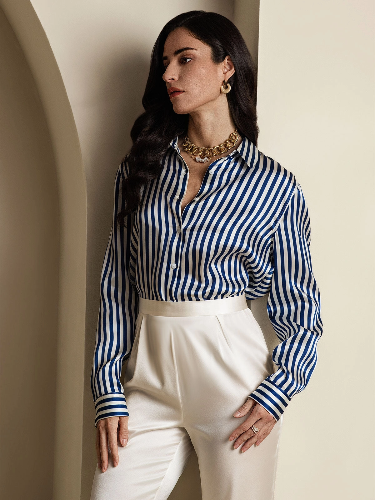19Momme Silk Basic Lapel Shirt