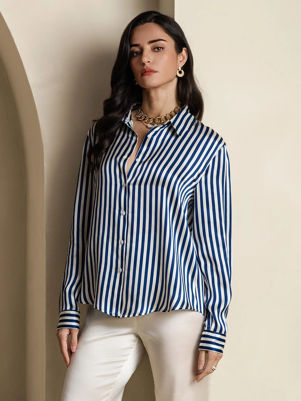 19Momme Silk Basic Lapel Shirt