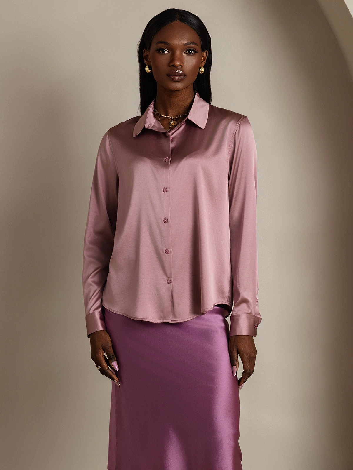 19Momme Silk Basic Lapel Shirt