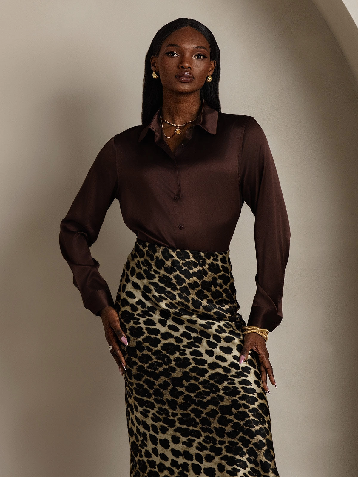 19Momme Silk Basic Lapel Shirt