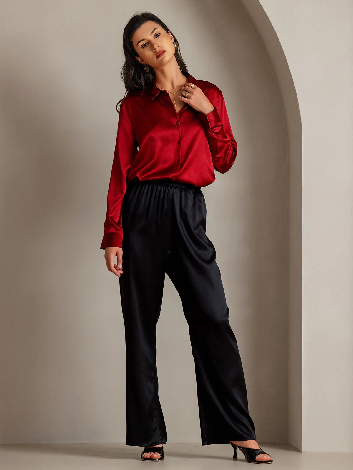 19Momme Silk Basic Lapel Shirt
