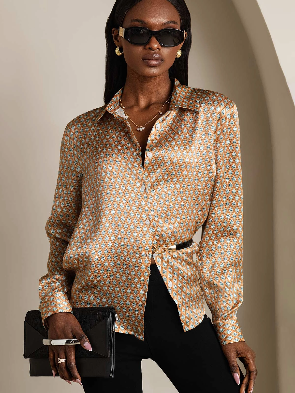 19Momme Silk Basic Lapel Shirt