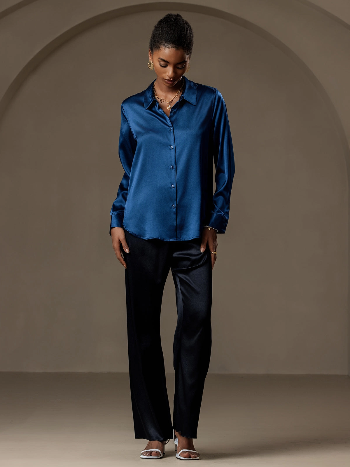 19Momme Silk Basic Lapel Shirt