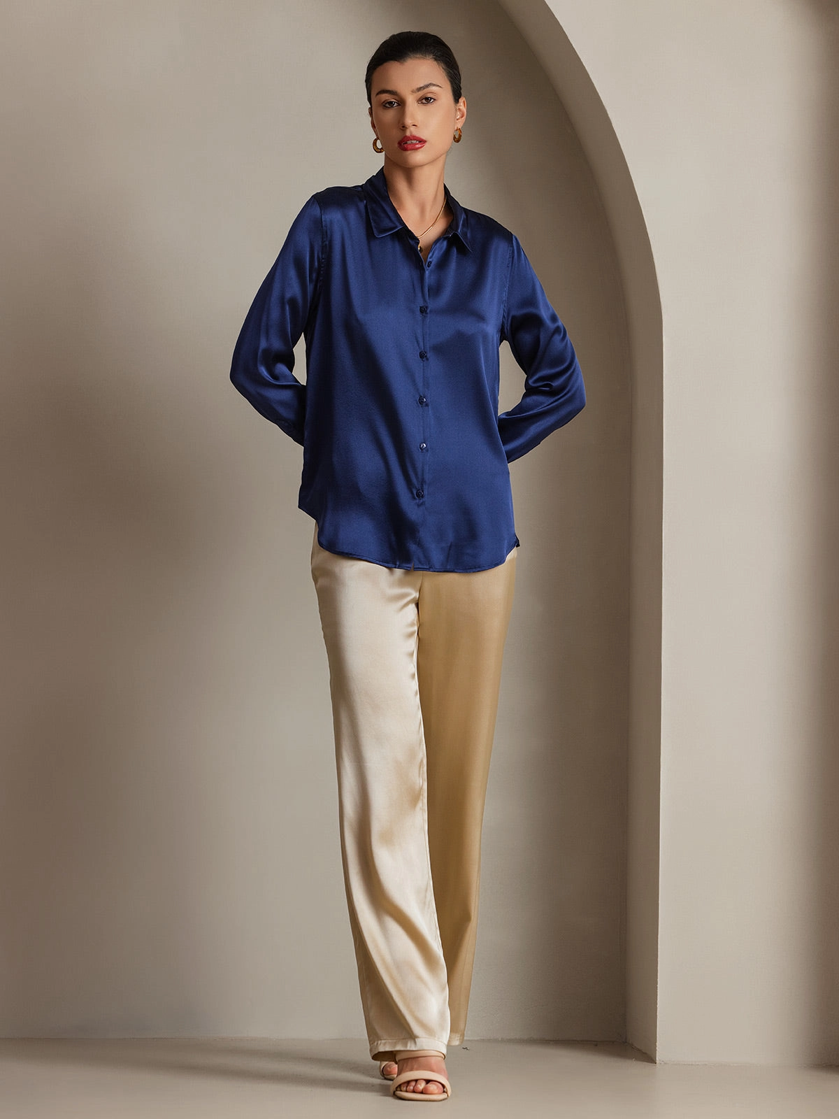 19Momme Silk Basic Lapel Shirt