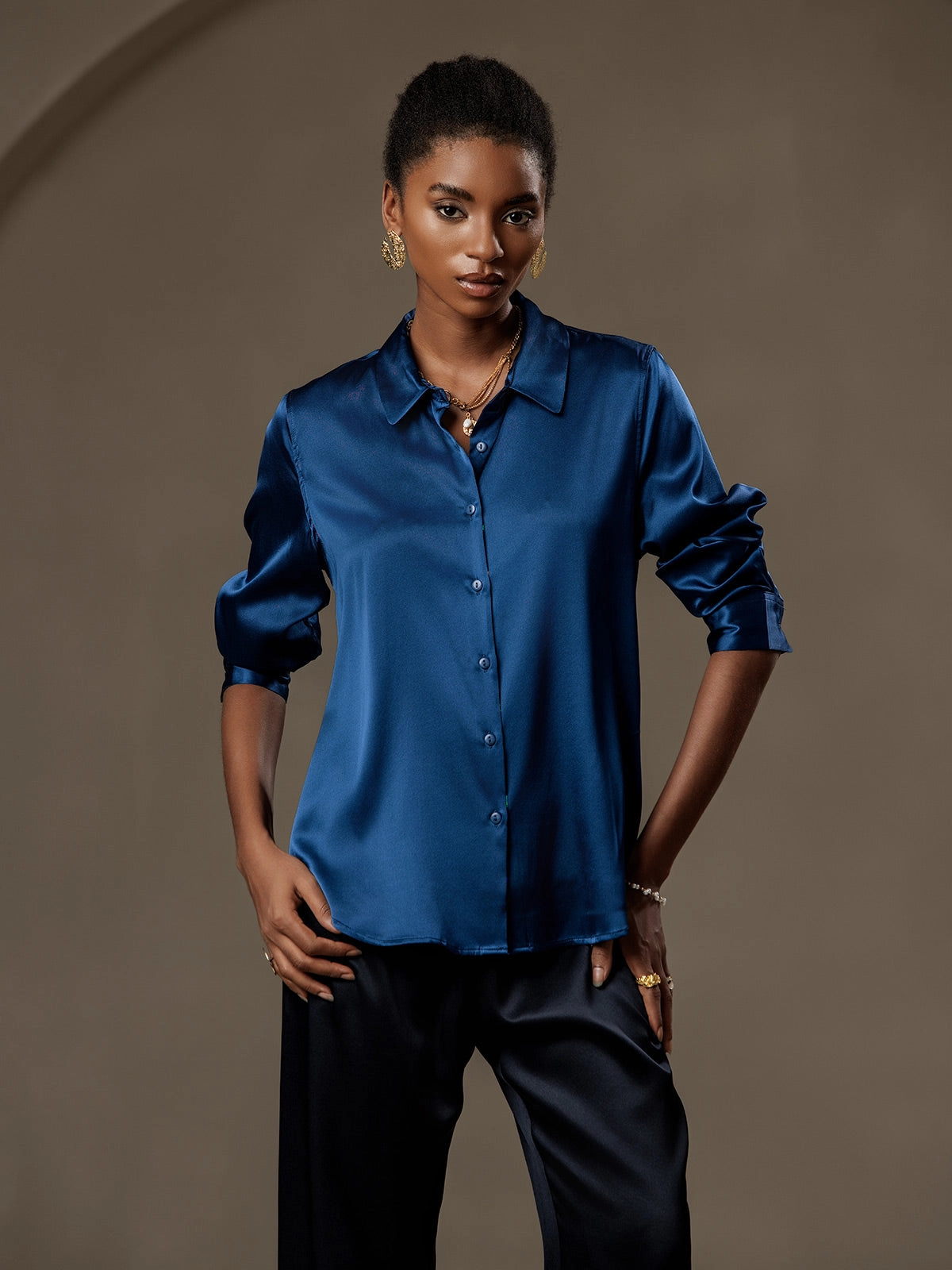 19Momme Silk Basic Lapel Shirt