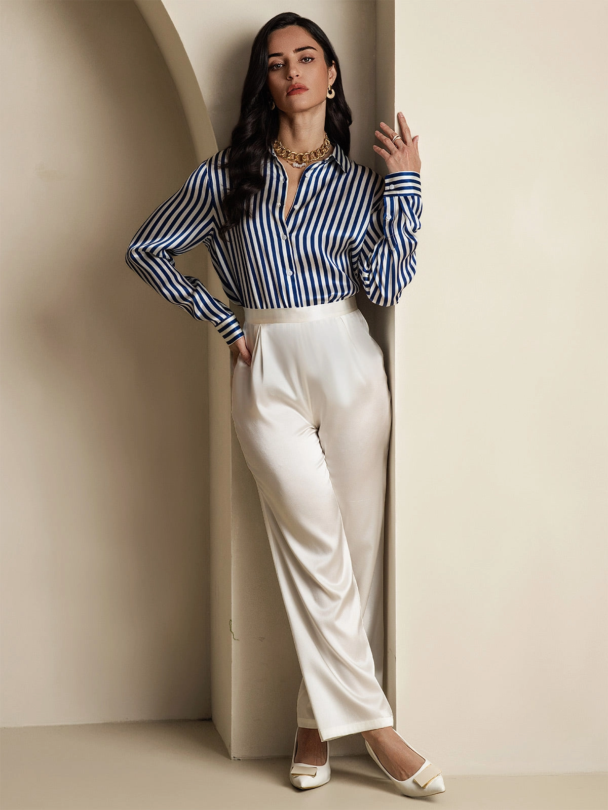 19Momme Silk Basic Lapel Shirt
