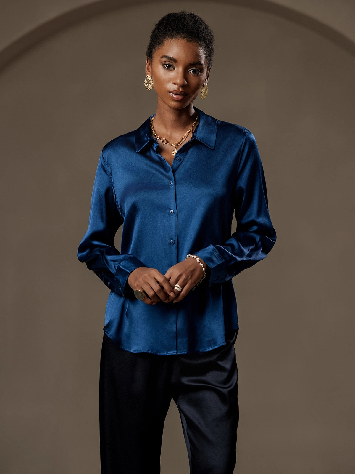 19Momme Silk Basic Lapel Shirt