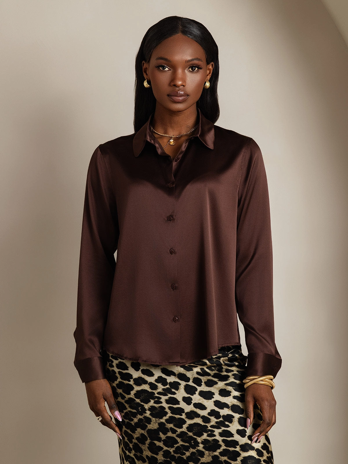 19Momme Silk Basic Lapel Shirt