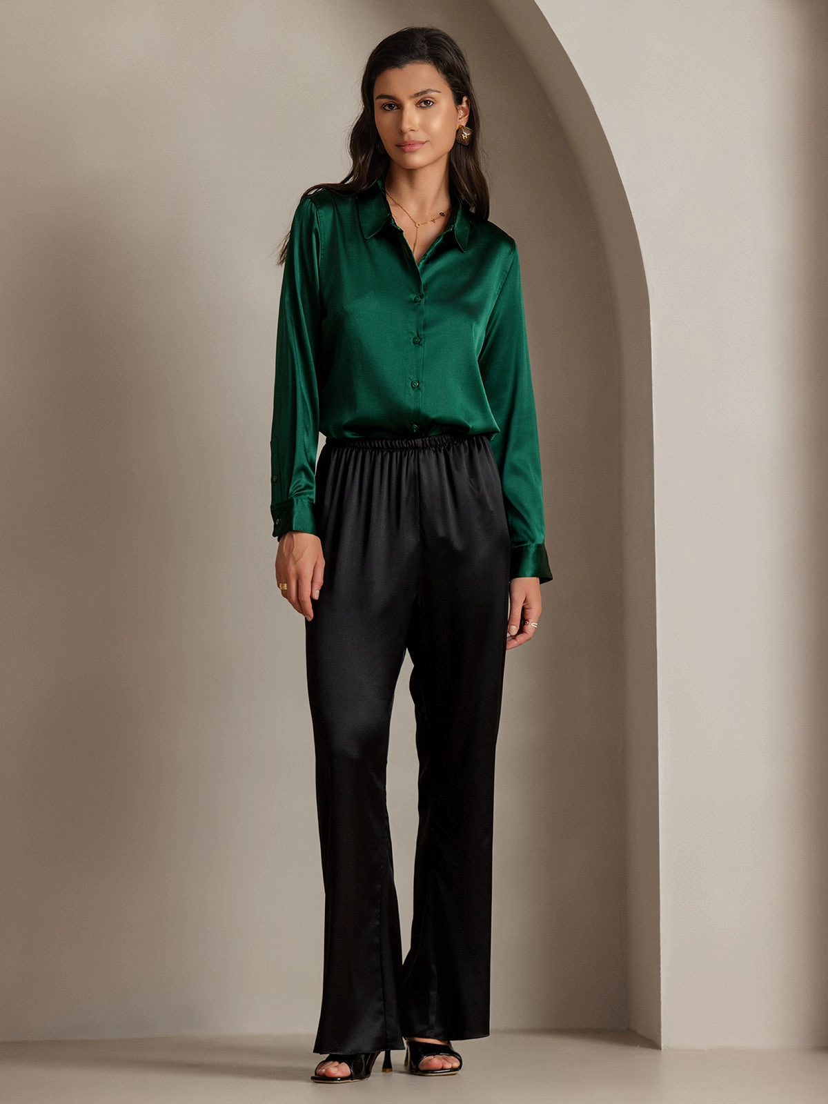 19Momme Silk Basic Lapel Shirt