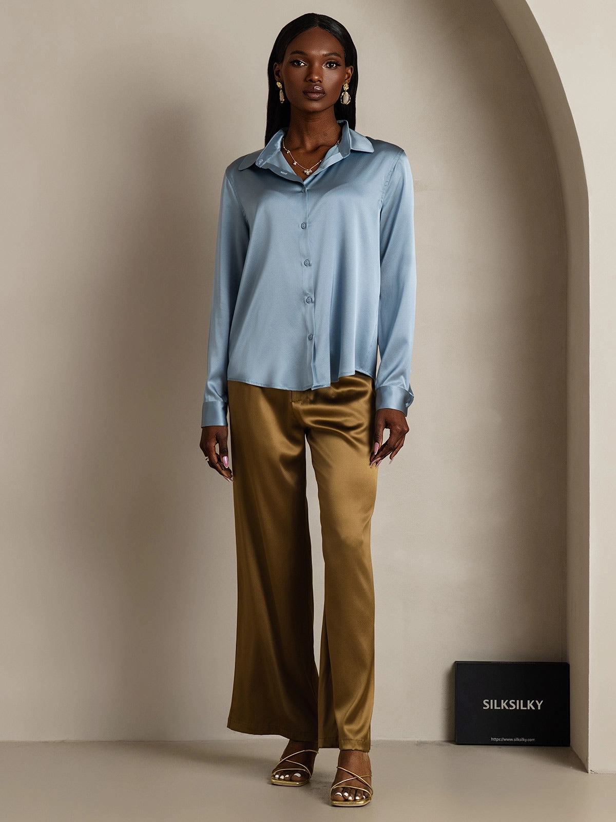 19Momme Silk Basic Lapel Shirt