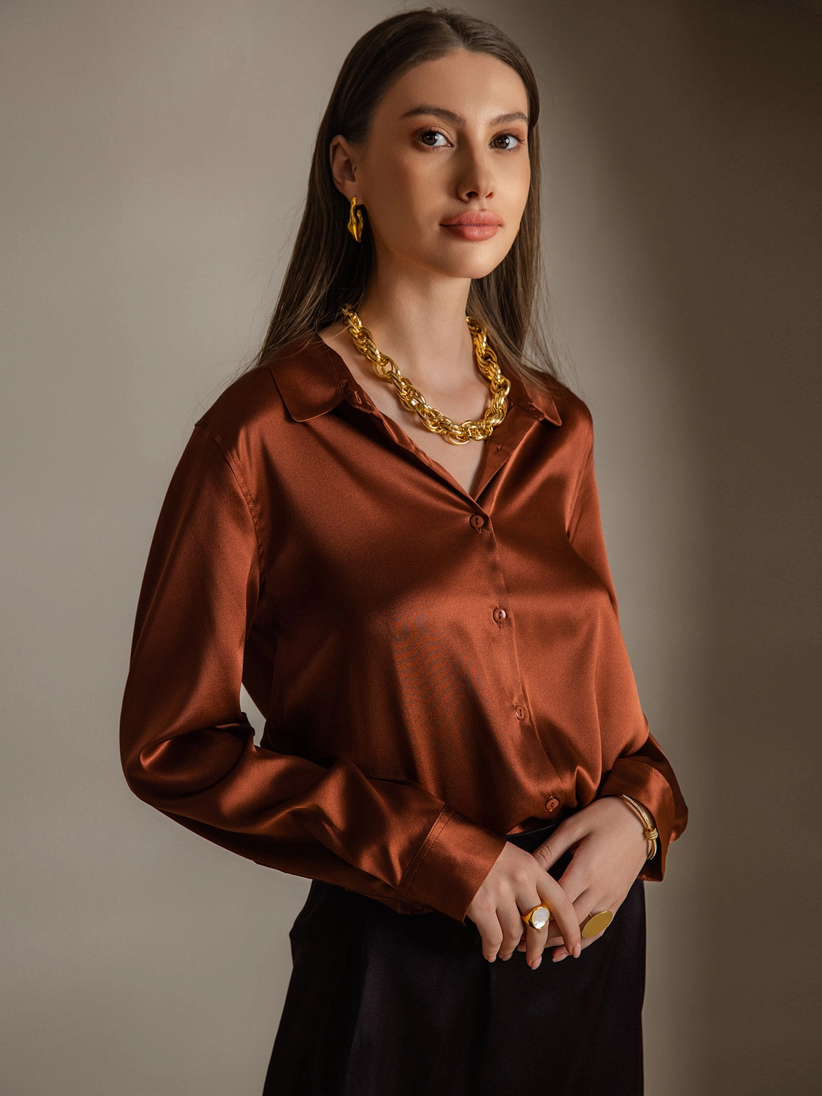 19Momme Silk Basic Lapel Shirt