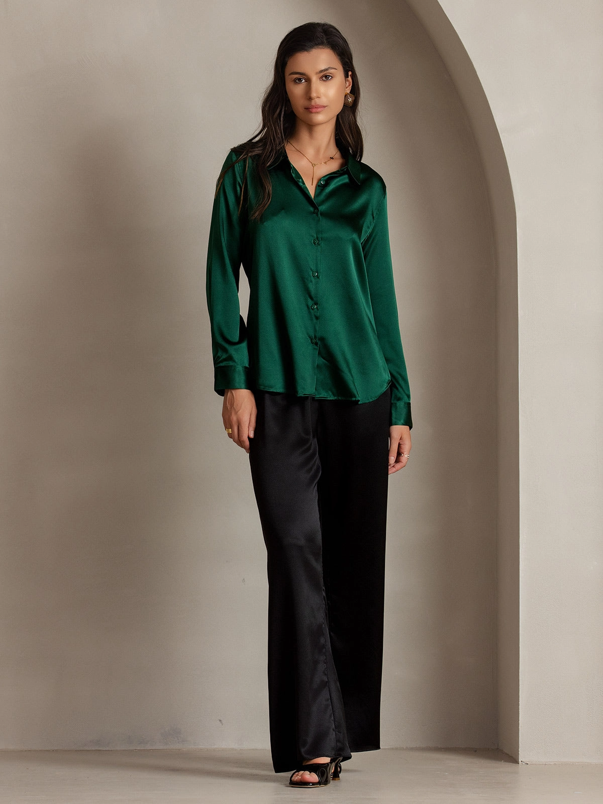 19Momme Silk Basic Lapel Shirt