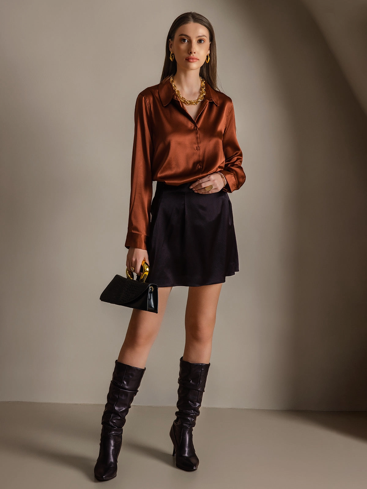 19Momme Silk Basic Lapel Shirt