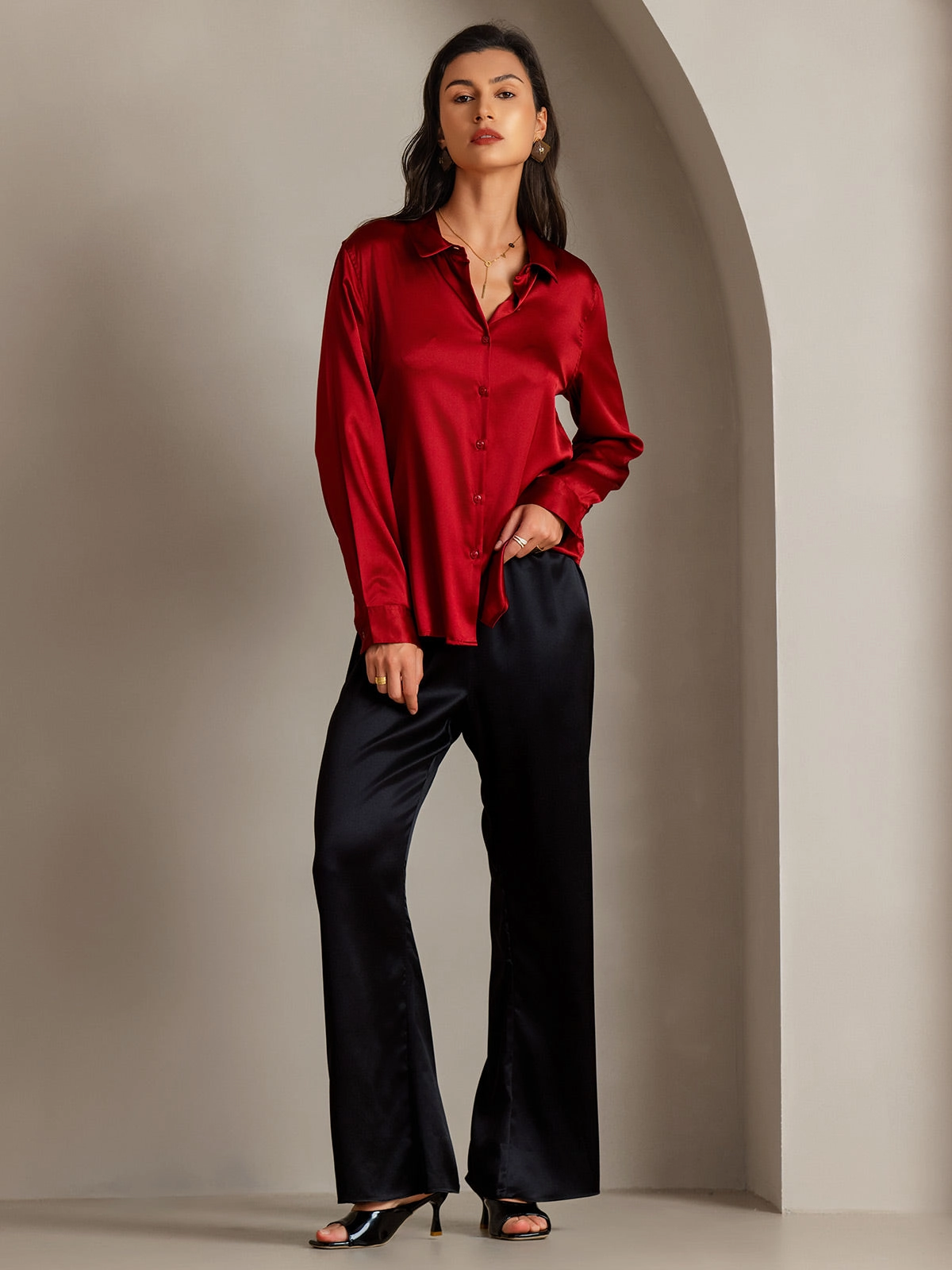 19Momme Silk Basic Lapel Shirt