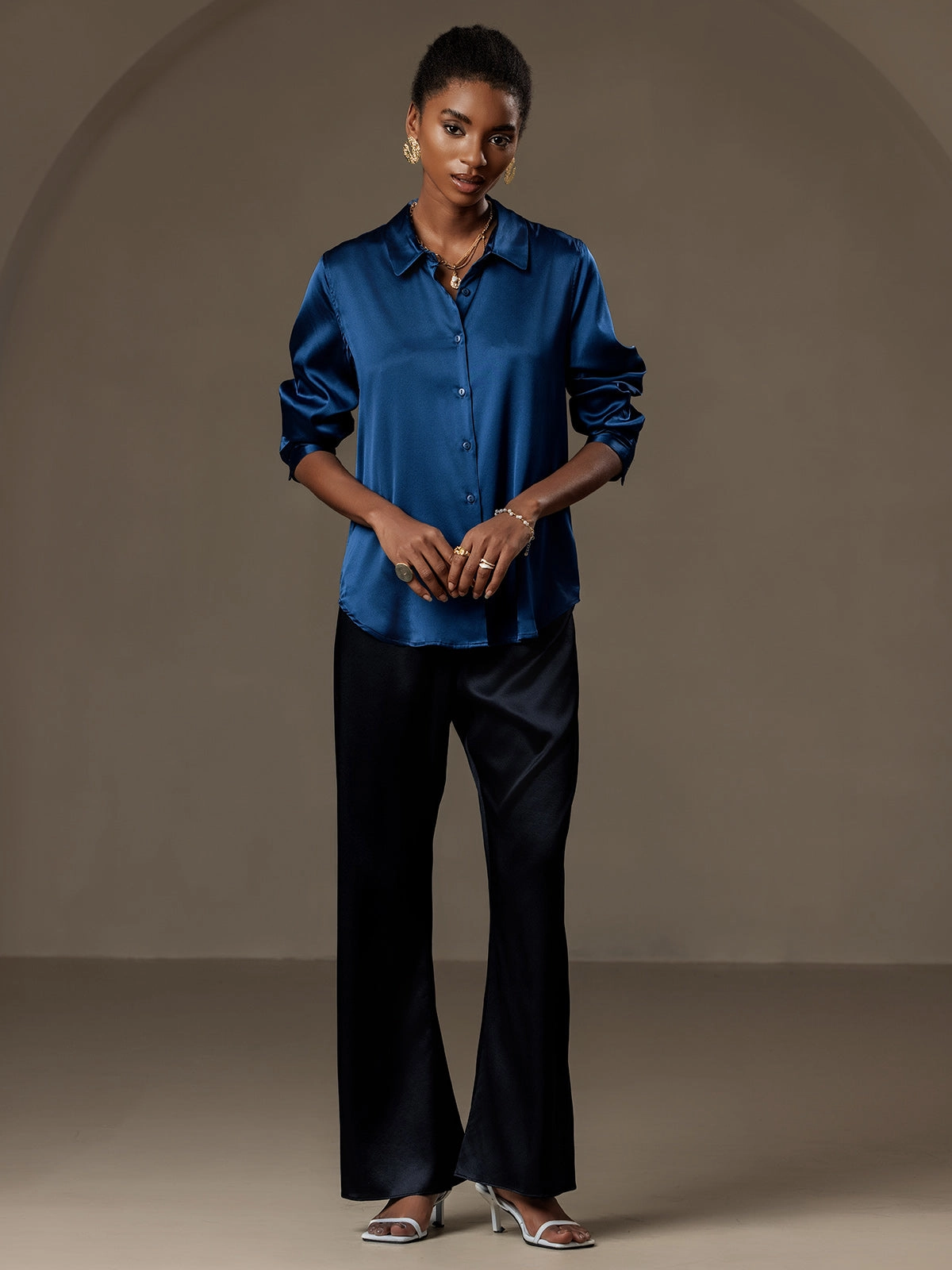 19Momme Silk Basic Lapel Shirt