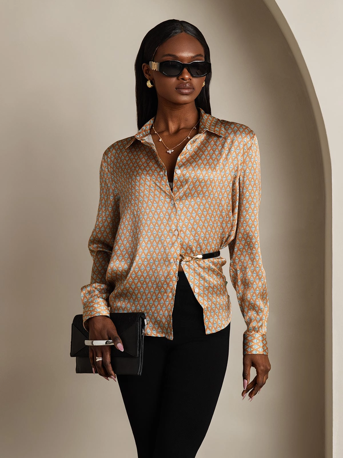 19Momme Silk Basic Lapel Shirt