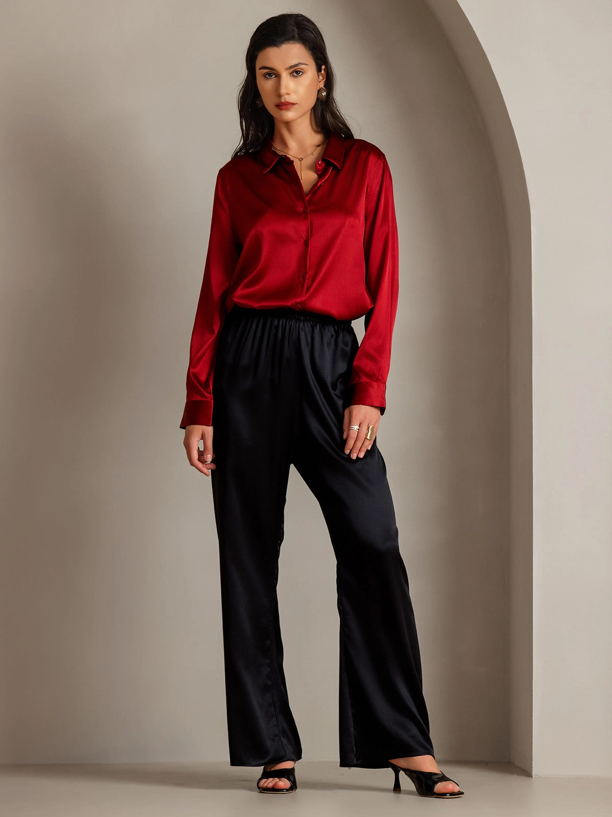 19Momme Silk Basic Lapel Shirt