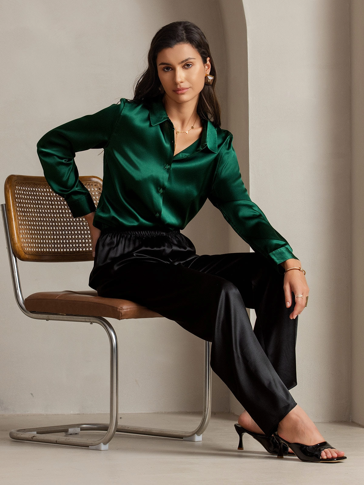 19Momme Silk Basic Lapel Shirt