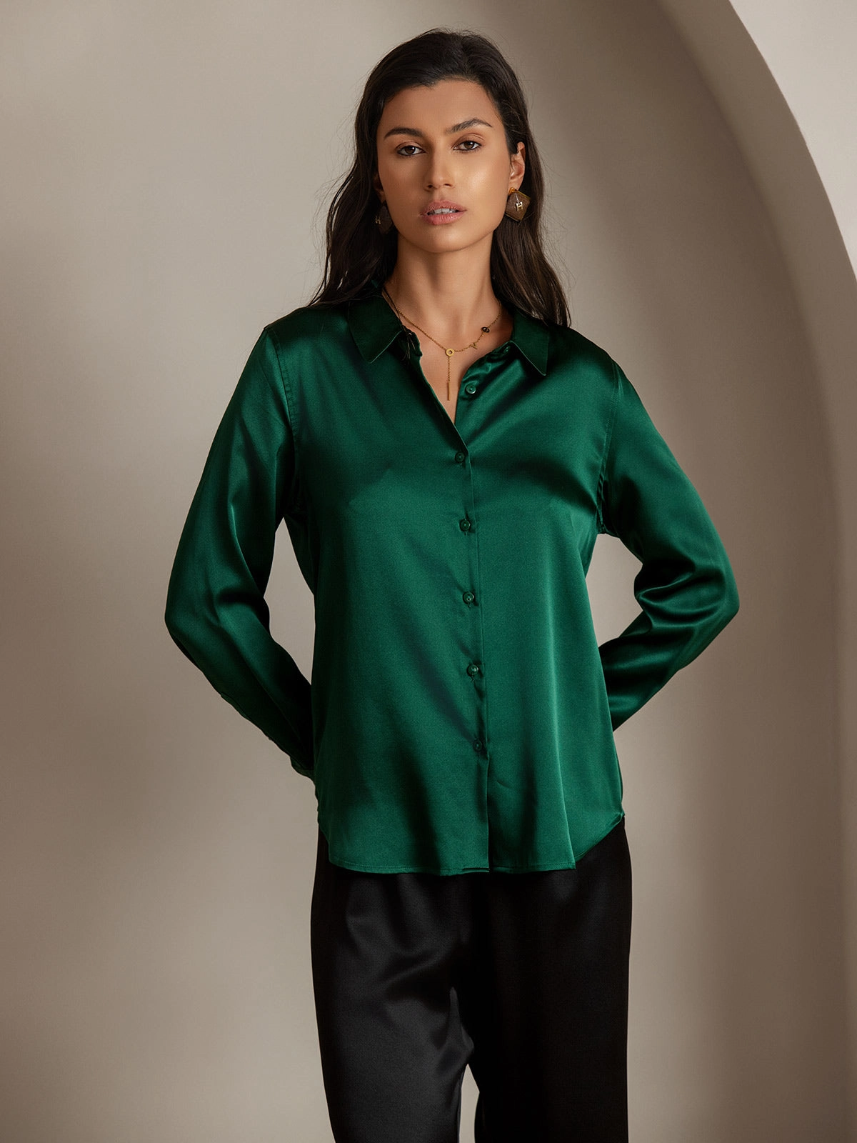 19Momme Silk Basic Lapel Shirt
