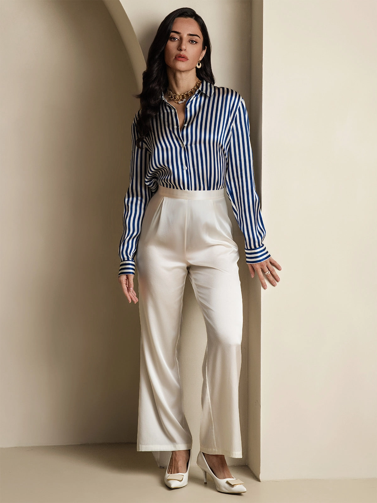 19Momme Silk Basic Lapel Shirt