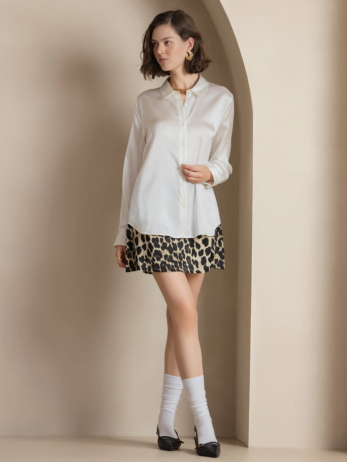 19Momme Silk Basic Lapel Shirt
