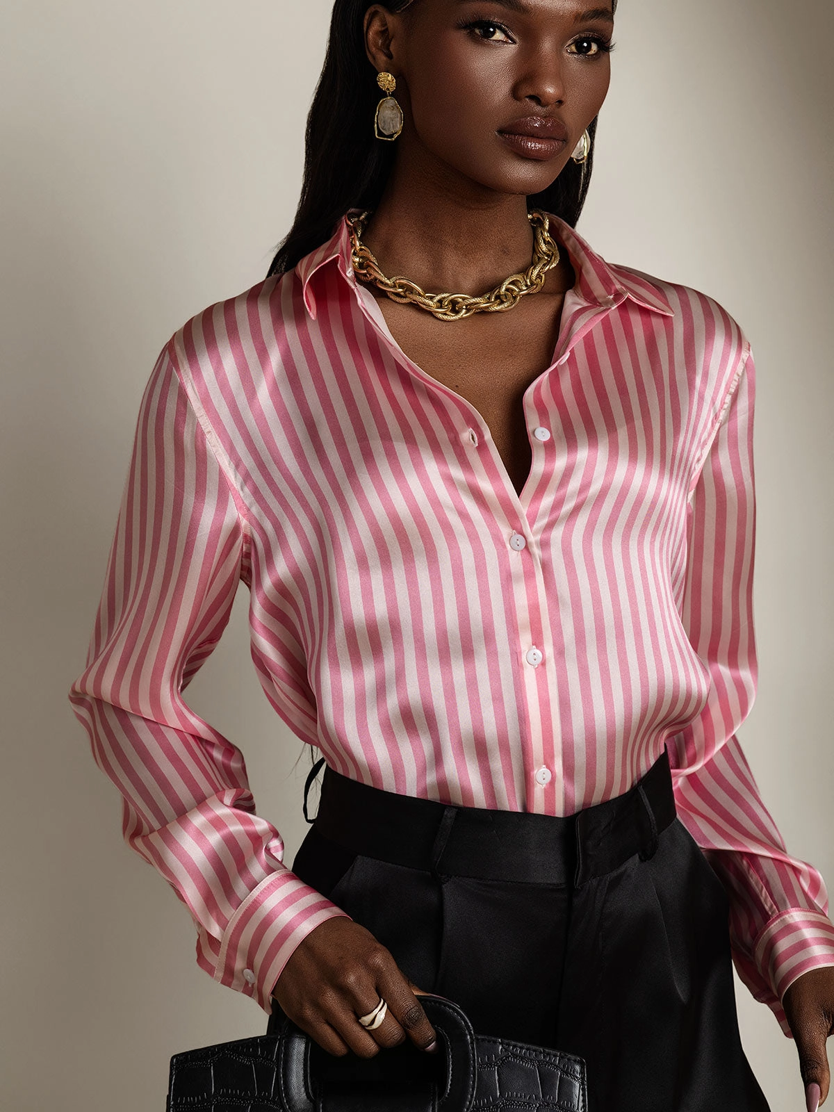 19Momme Silk Basic Lapel Shirt