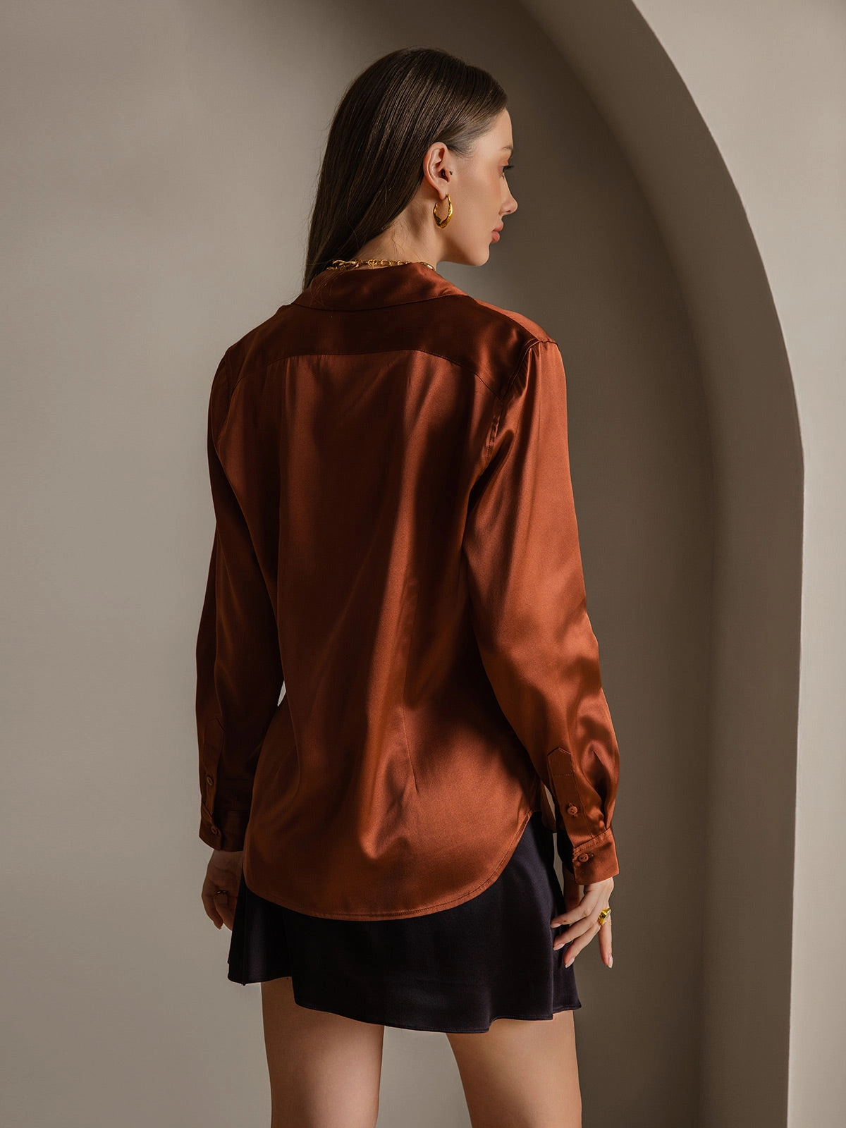 19Momme Silk Basic Lapel Shirt
