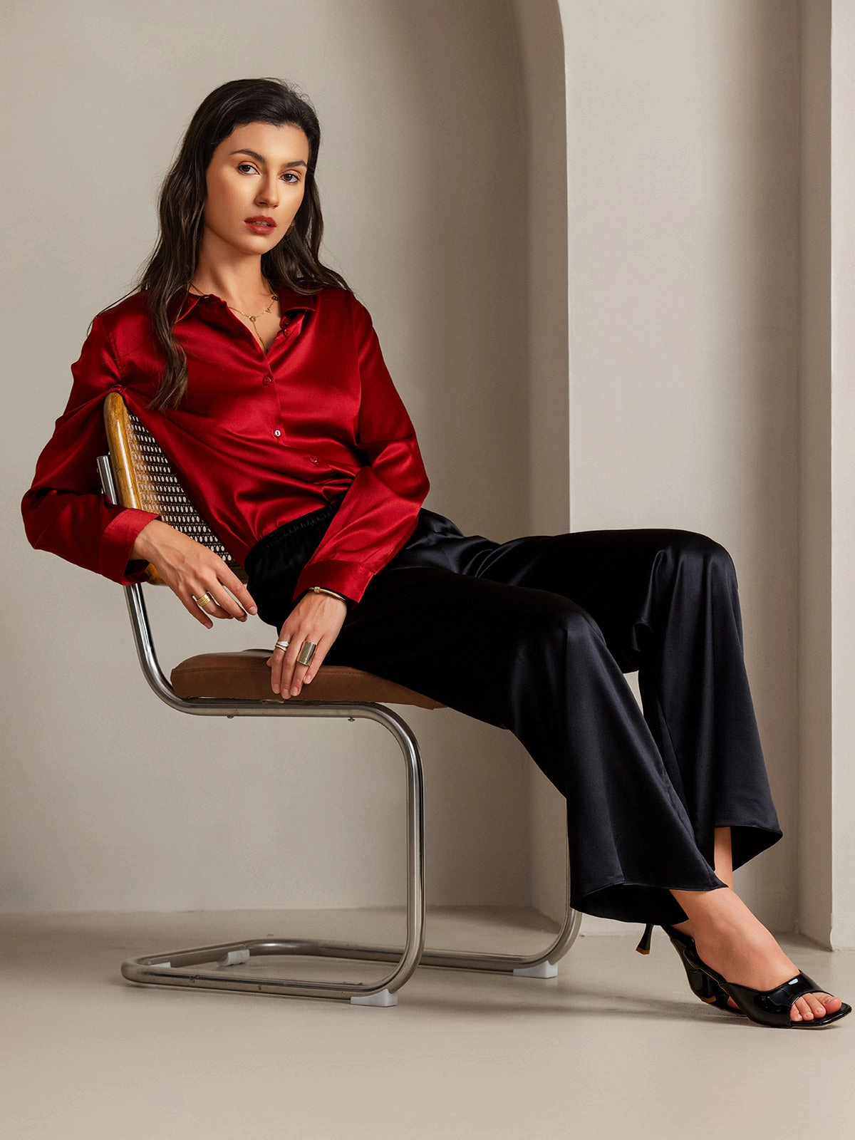 19Momme Silk Basic Lapel Shirt