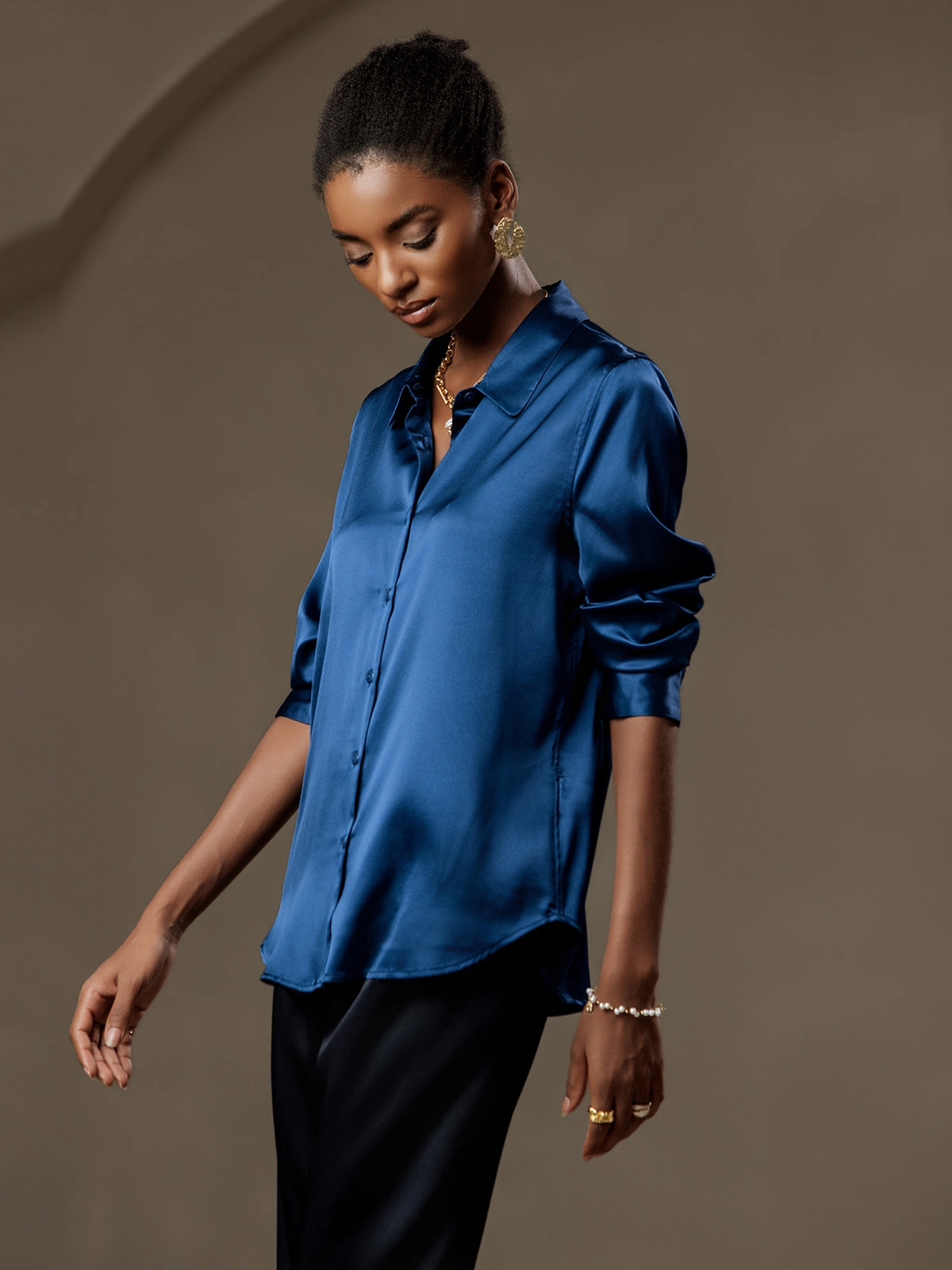 19Momme Silk Basic Lapel Shirt