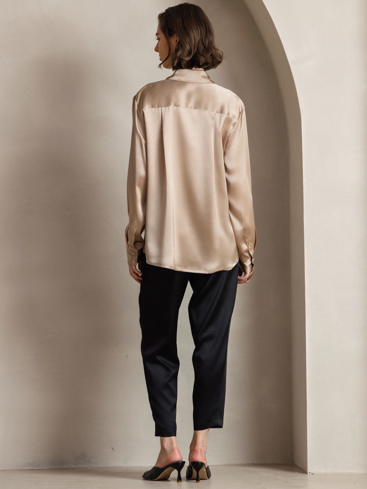 19Momme Silk Basic Lapel Shirt