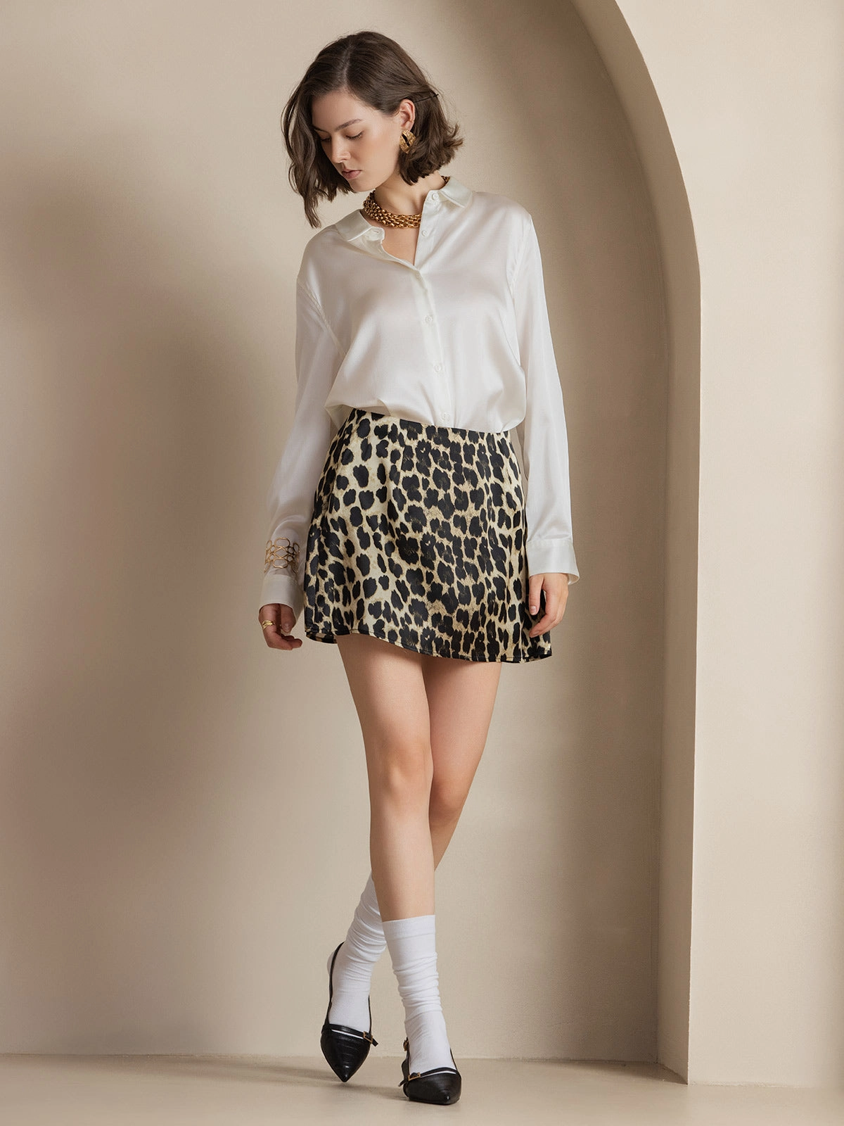 19Momme Silk Basic Lapel Shirt