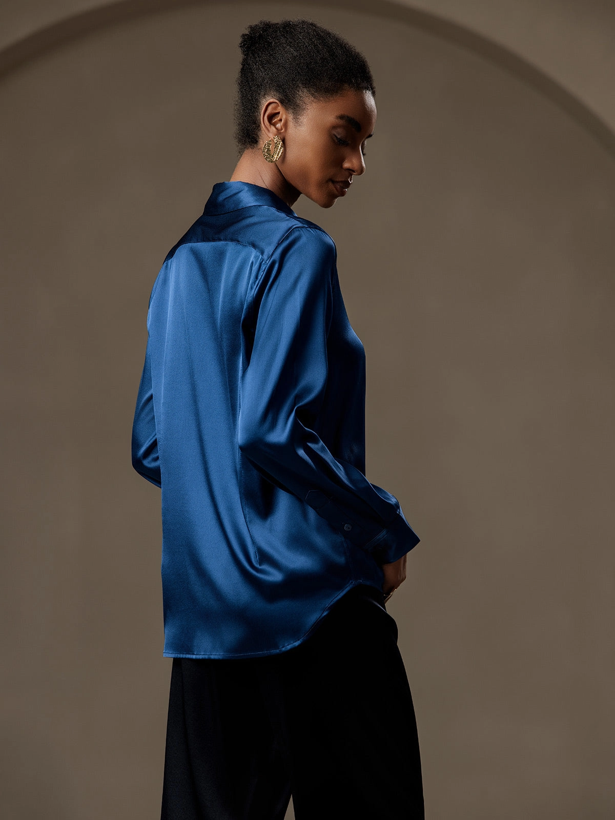 19Momme Silk Basic Lapel Shirt
