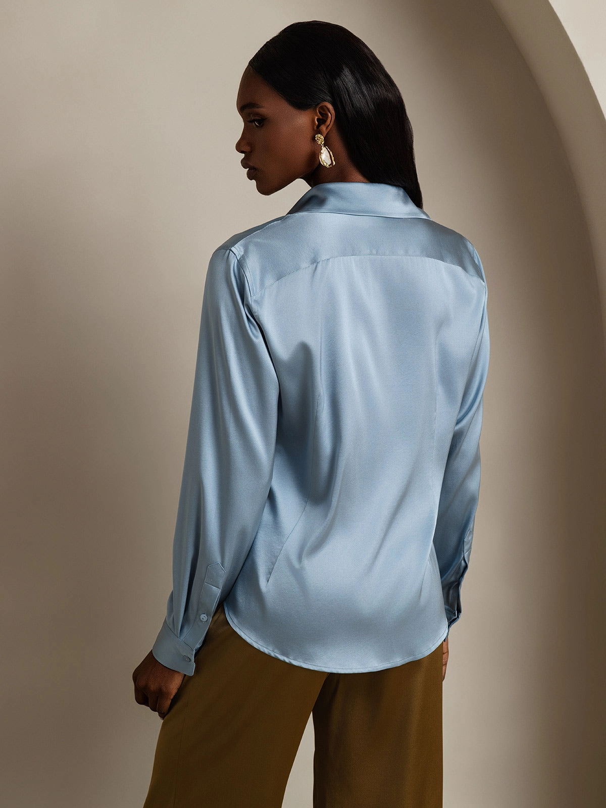 19Momme Silk Basic Lapel Shirt