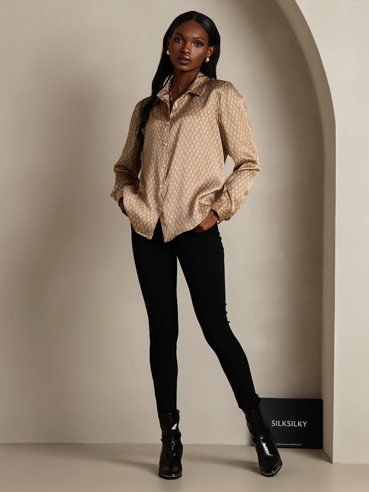 19Momme Silk Basic Lapel Shirt