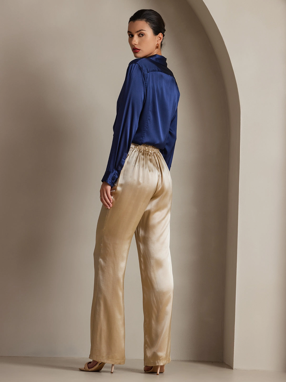 19Momme Silk Basic Military Lapel Shirt