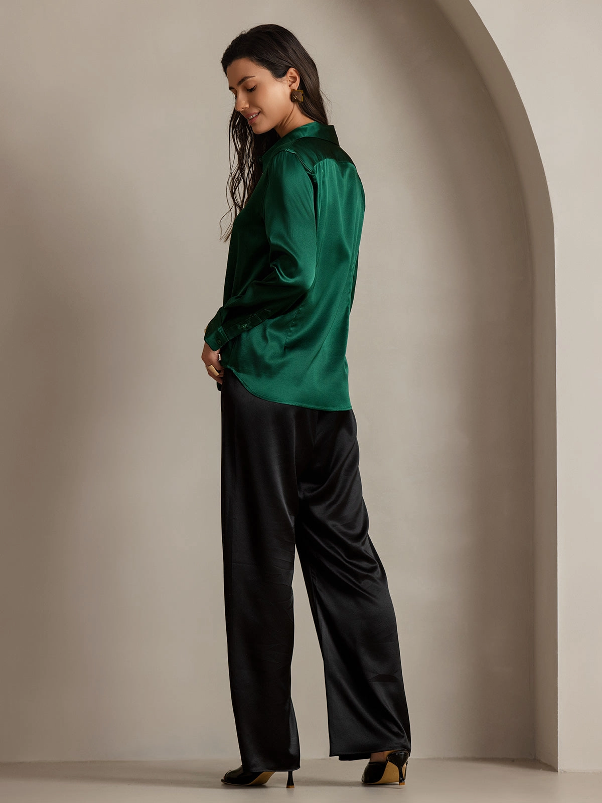 19Momme Silk Basic Military Lapel Shirt