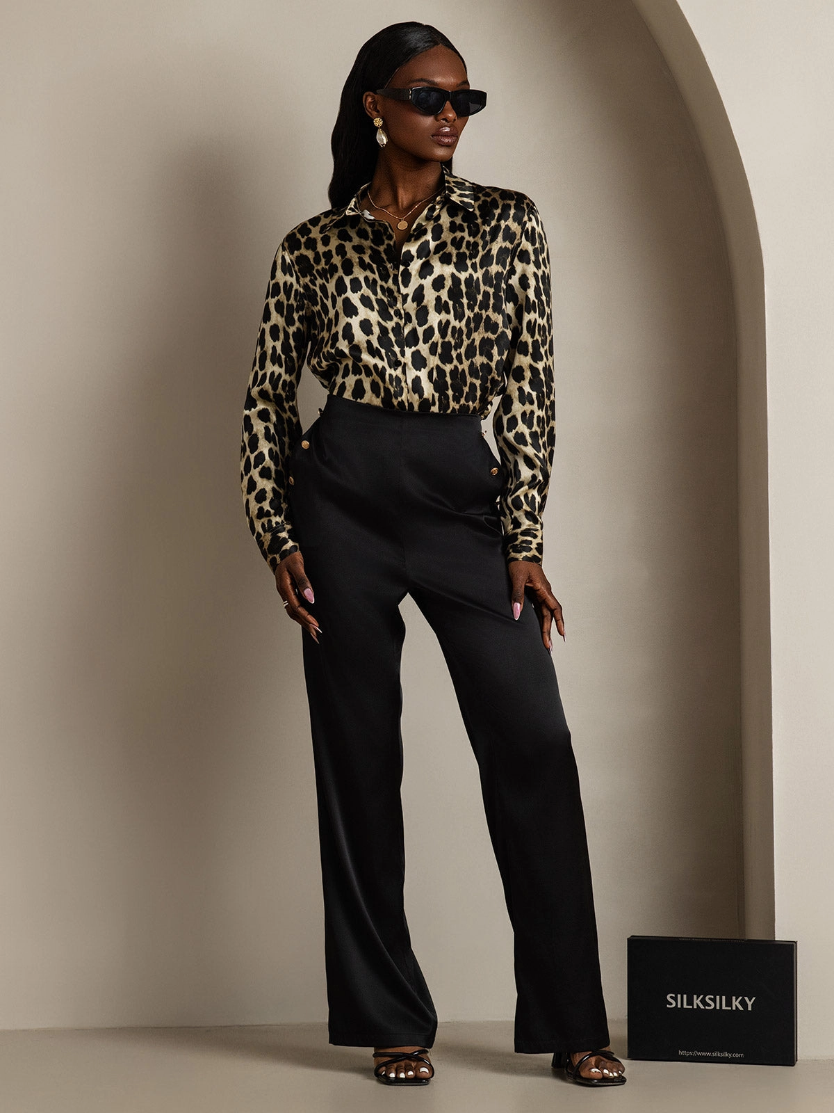 19Momme Silk Basic Military Lapel Shirt