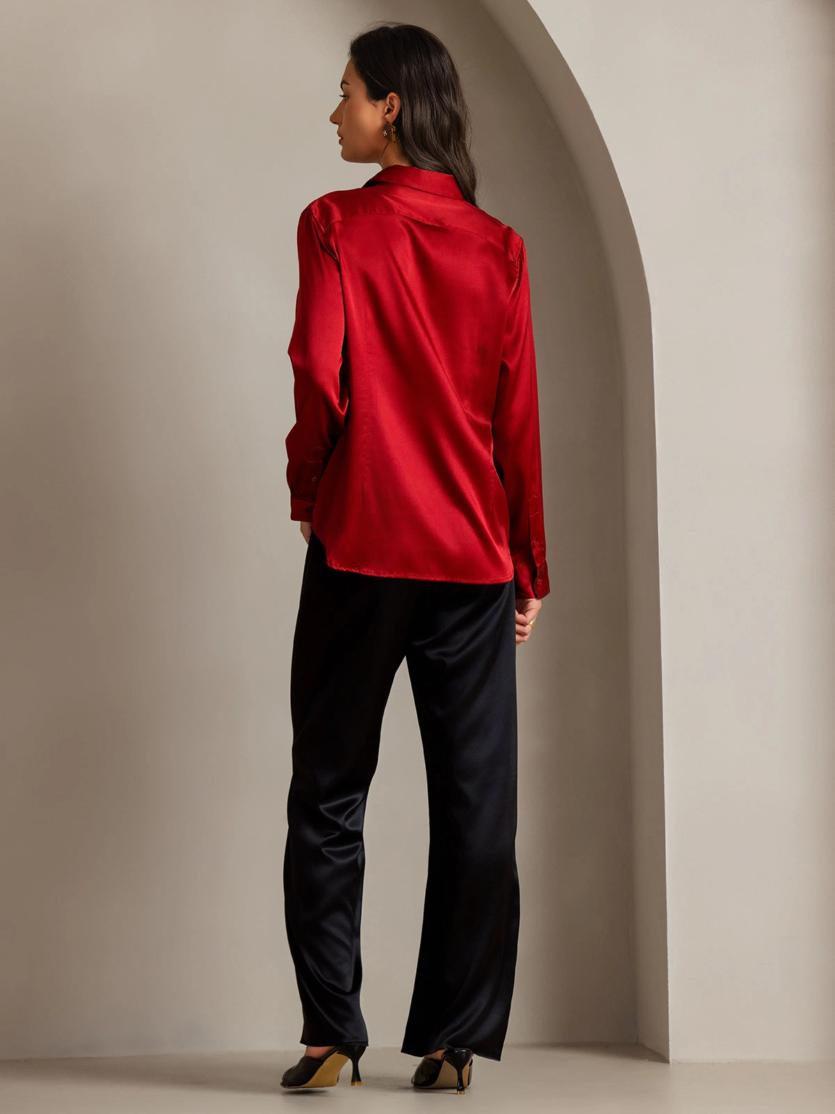 19Momme Silk Basic Military Lapel Shirt