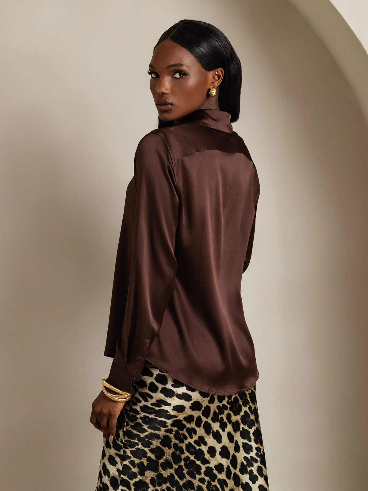 19Momme Silk Basic Military Lapel Shirt