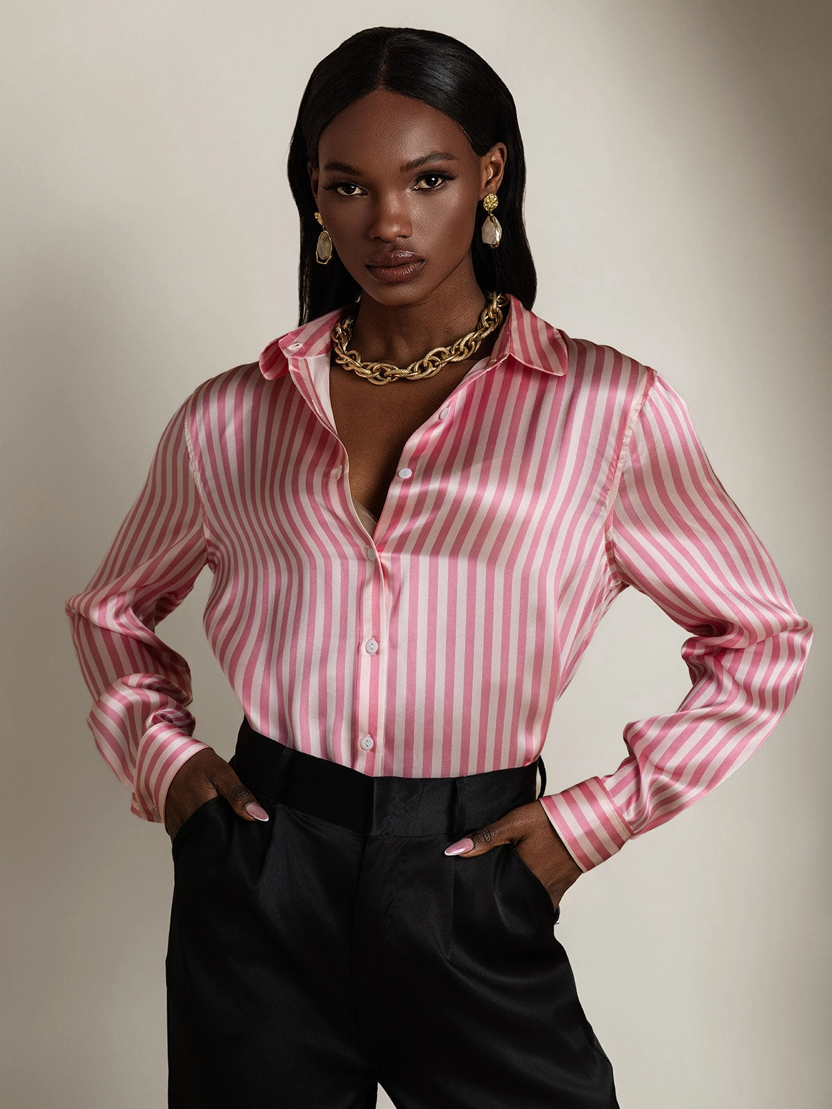 19Momme Silk Basic Military Lapel Shirt