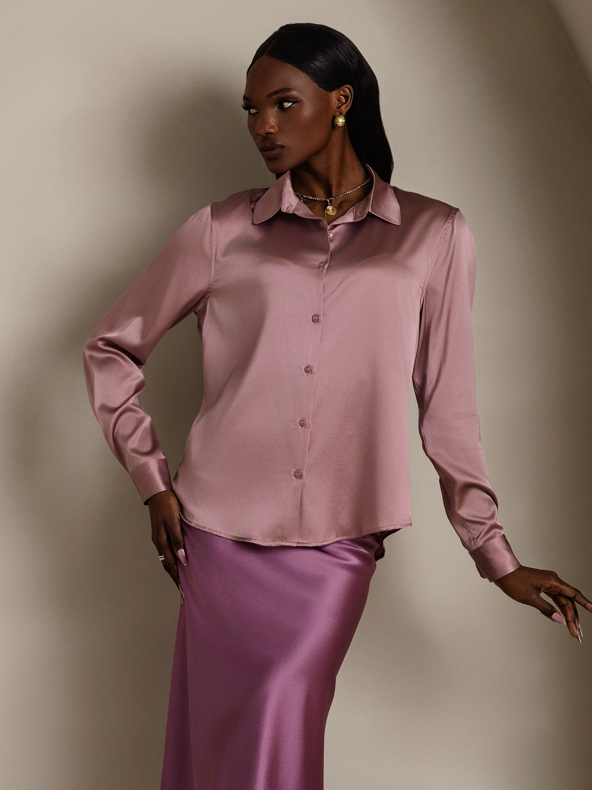 19Momme Silk Basic Military Lapel Shirt