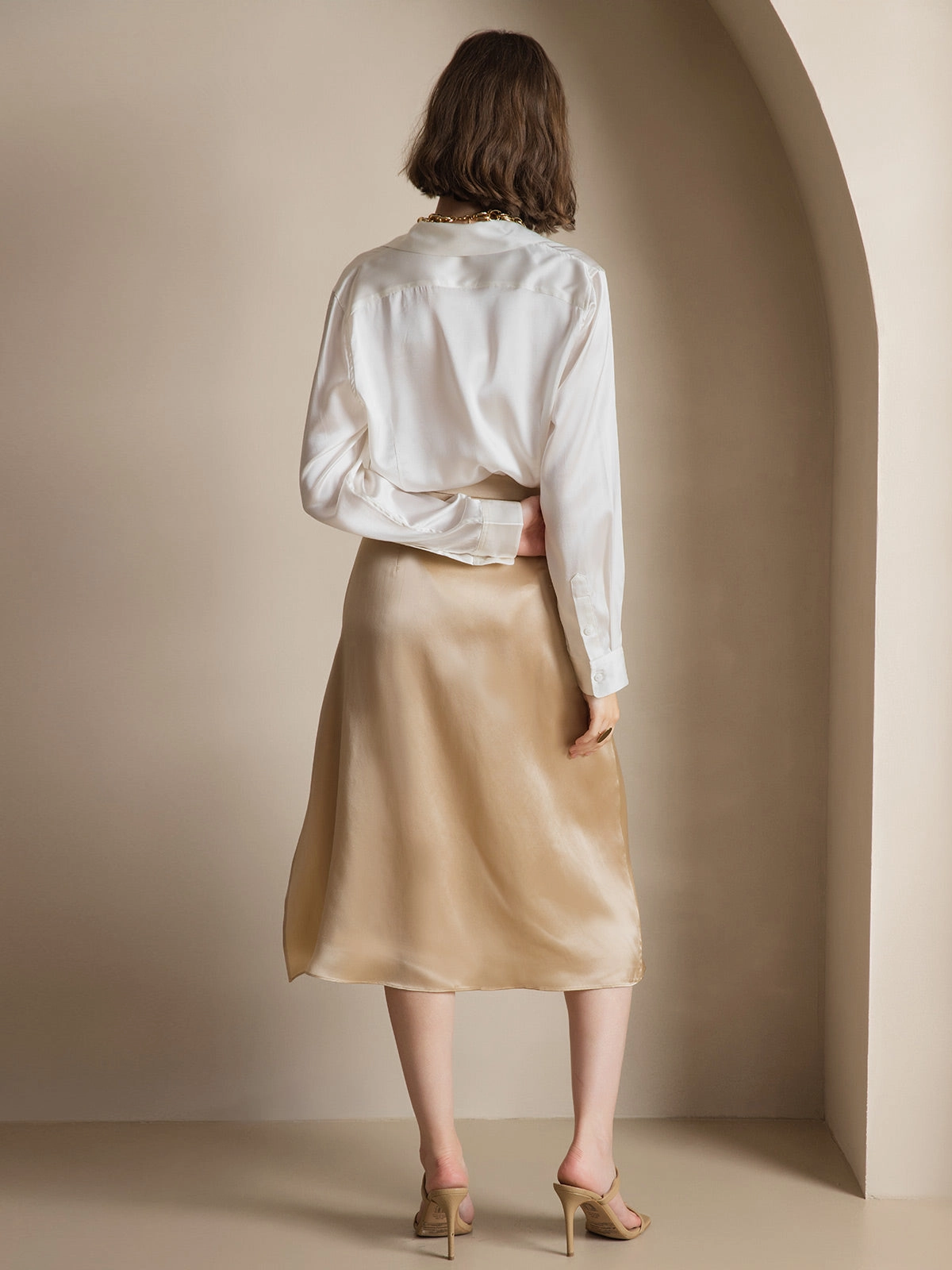 19Momme Silk Basic Military Lapel Shirt