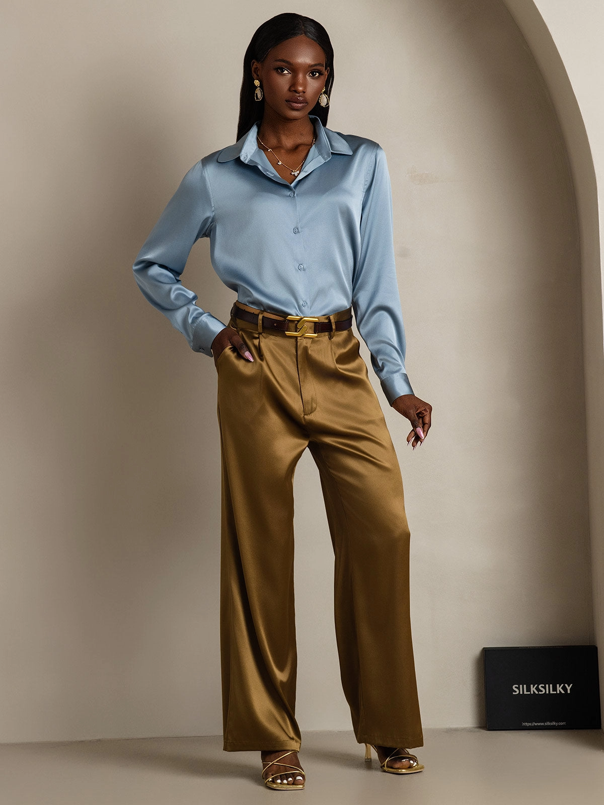 19Momme Silk Basic Military Lapel Shirt