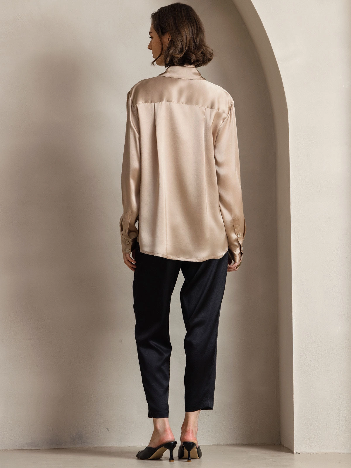 19Momme Silk Basic Military Lapel Shirt