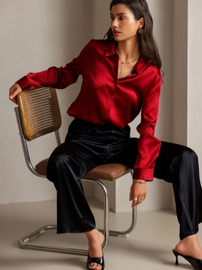 19Momme Silk Basic Military Lapel Shirt