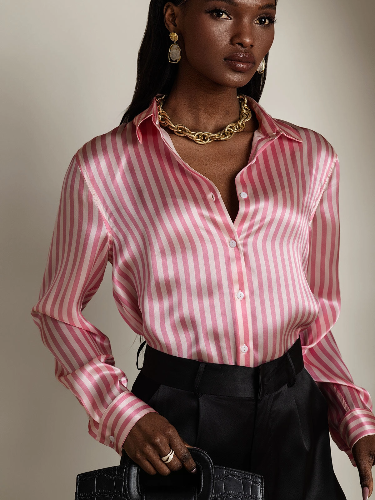 19Momme Silk Basic Military Lapel Shirt