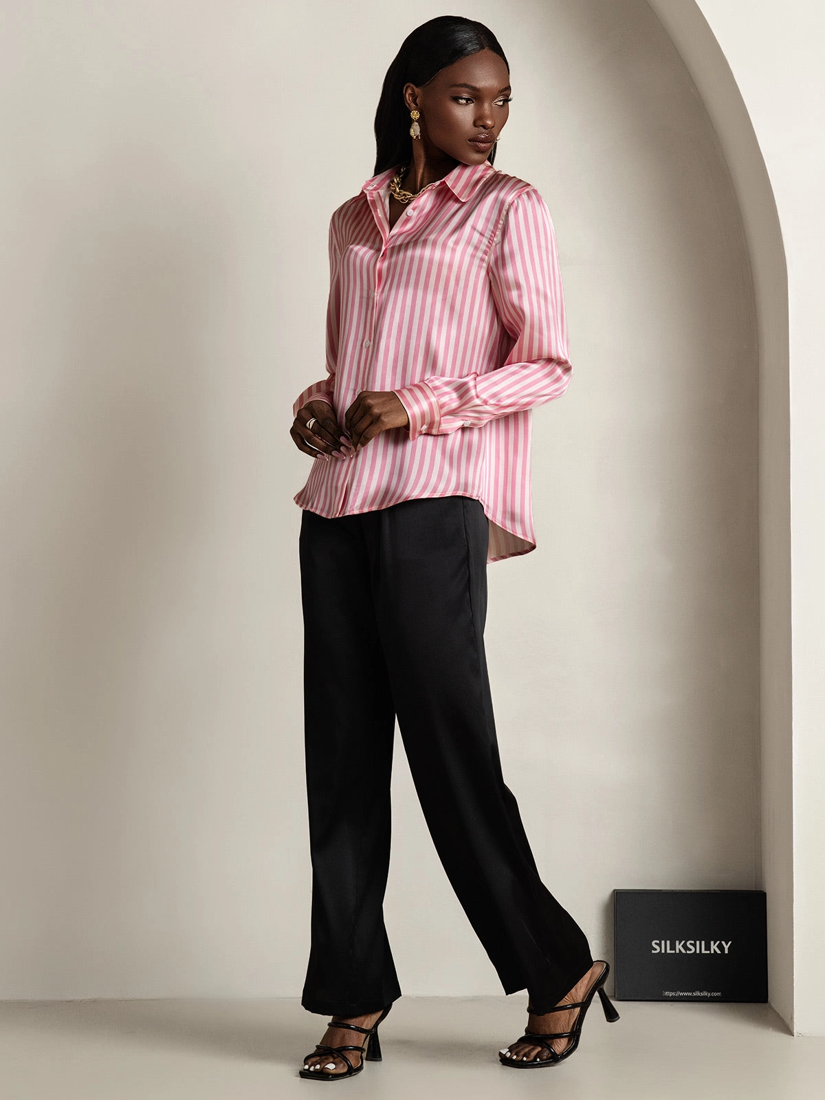 19Momme Silk Basic Military Lapel Shirt