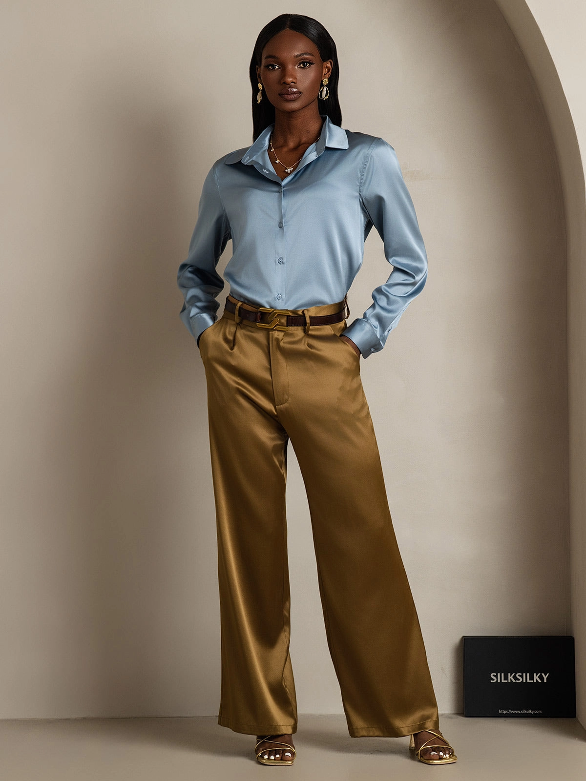 19Momme Silk Basic Military Lapel Shirt
