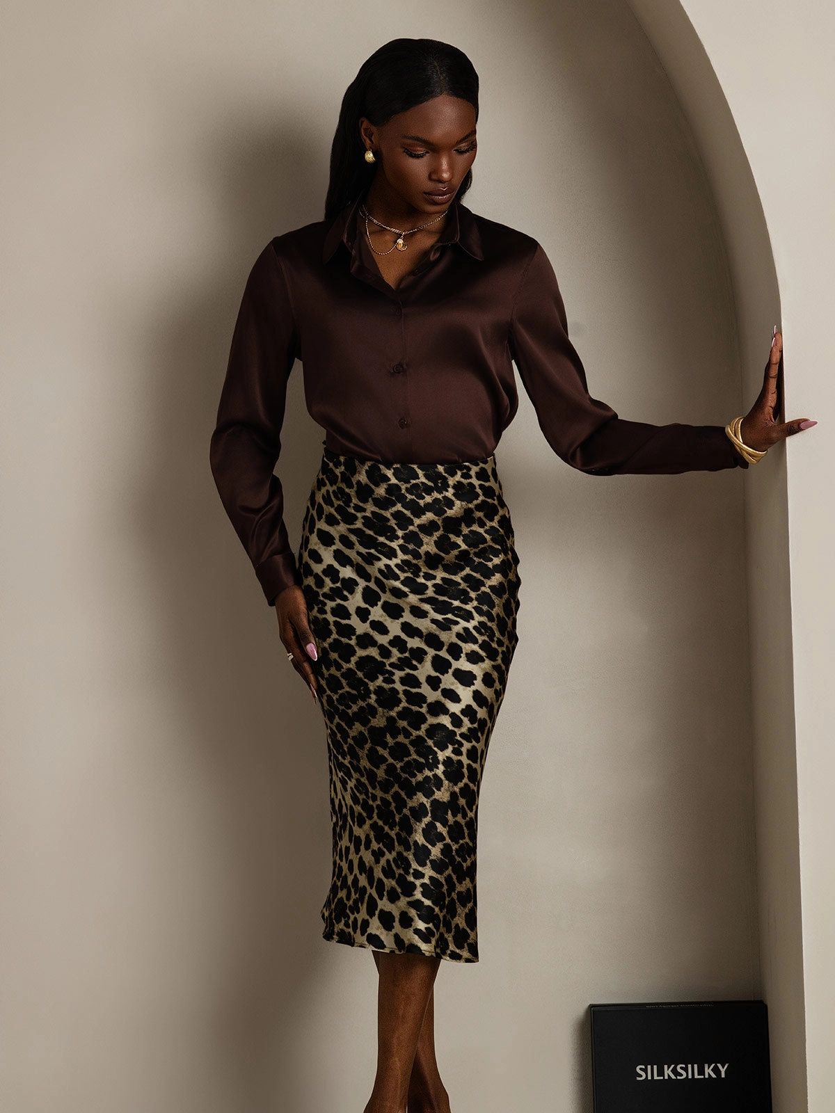19Momme Silk Basic Military Lapel Shirt